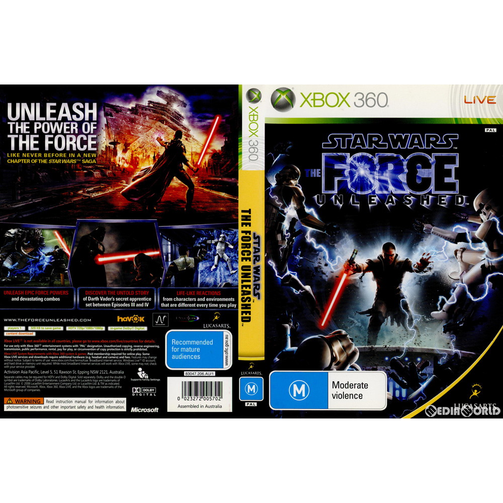【中古即納】[Xbox360]STAR WARS THE FORCE UNLEASHED(スター・ウォーズ フォース アンリーシュド) 豪州版(20080916)