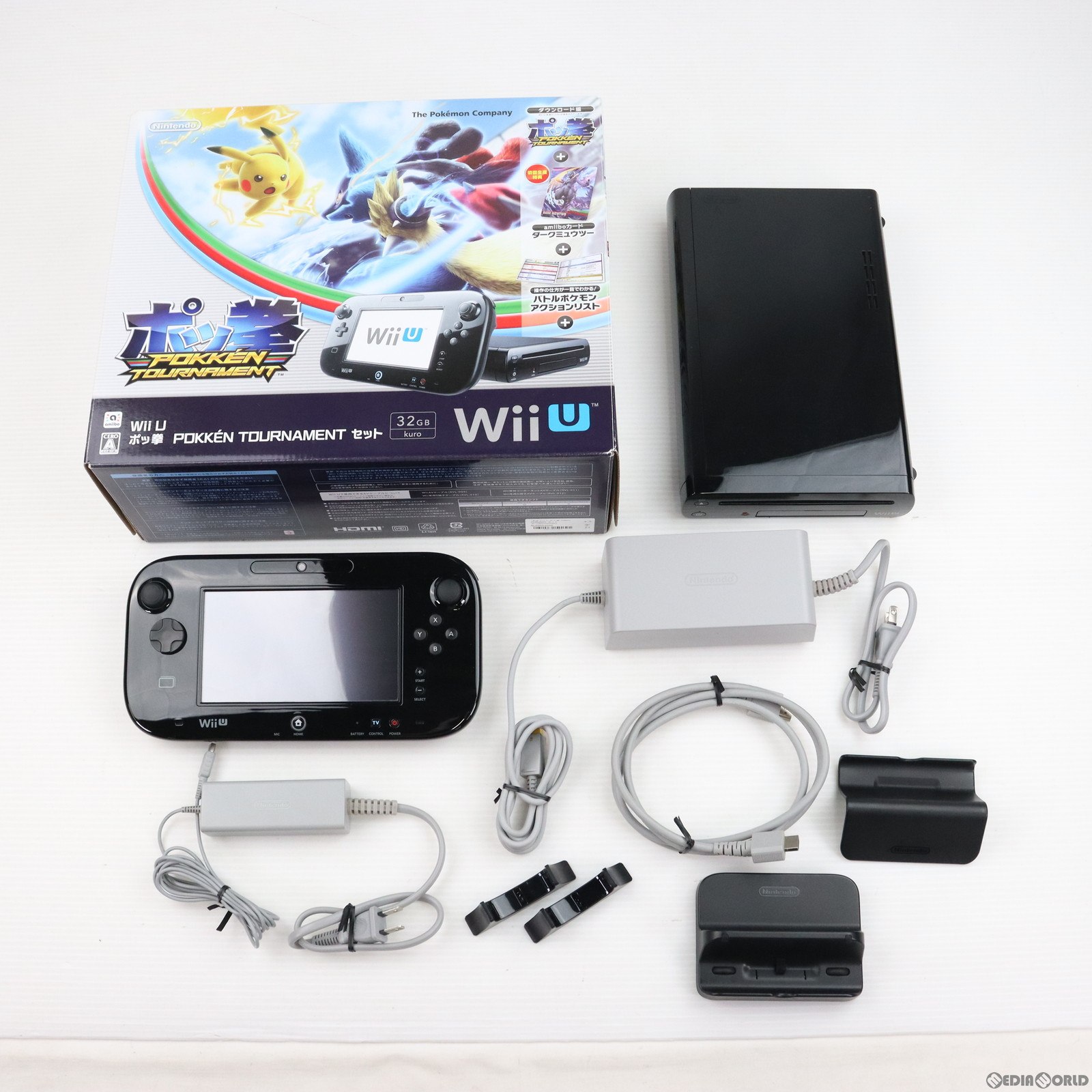 【中古即納】[本体][WiiU]Wii U ポッ拳 POKKEN TOURNAMENT セット(Wii Uプレミアムセット kuro/クロ/黒)(WUP-S-KAHR)(20160318)