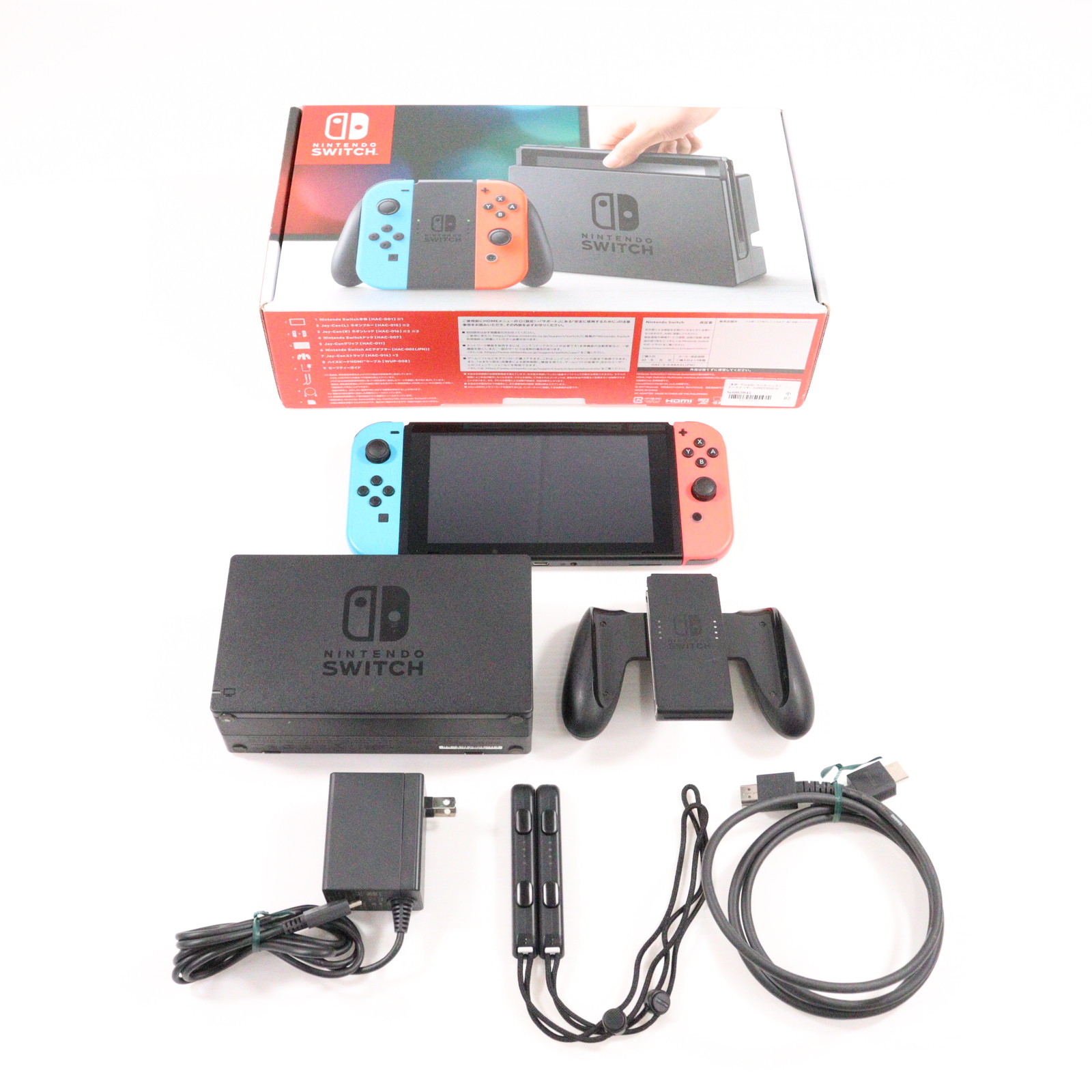 【中古即納】[Switch] (本体) Nintendo Switch(ニンテンドースイッチ) Joy-Con(L) ネオンブルー/R ネオンレッド 任天堂(HAC-S-KABAA)(201